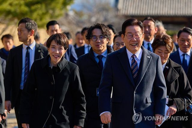 호류지 관람하는 한일 정상