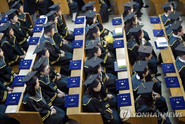 사각모쓰고 졸업하는 초등학생들