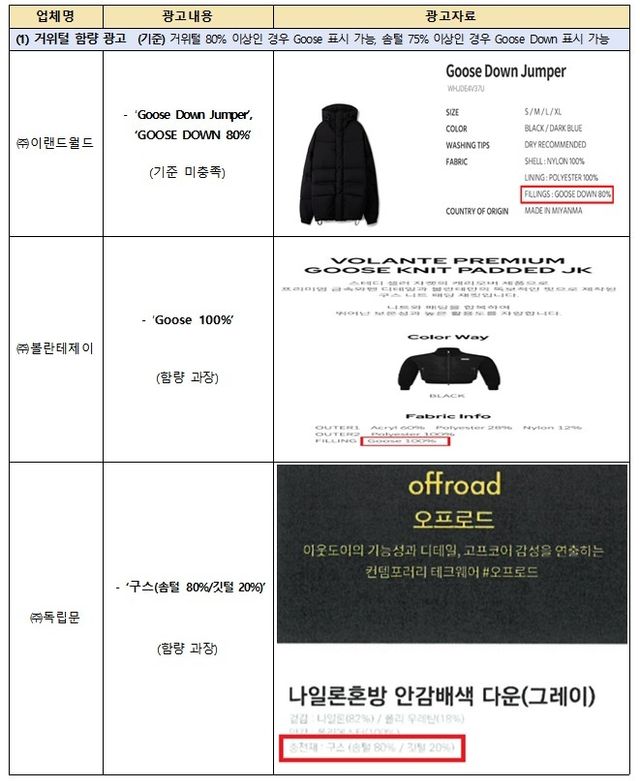 부당 광고 유형