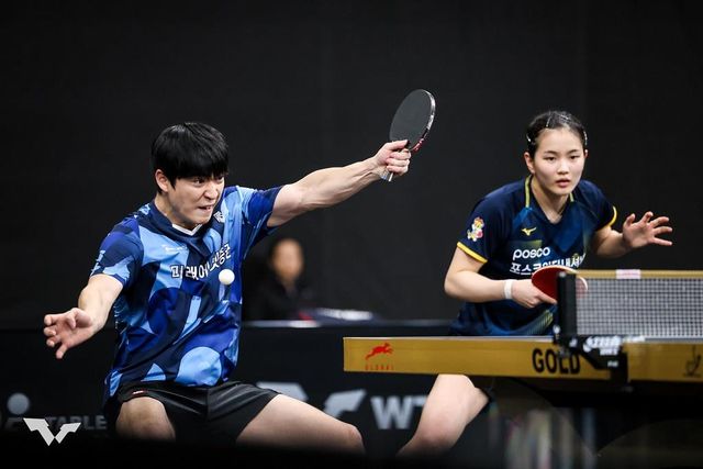 WTT 스타 컨텐더 혼합복식에 나선 박강현(왼쪽)과 김나영