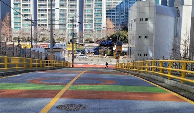 안전펜스 설치된 부산 남구의 한 도로