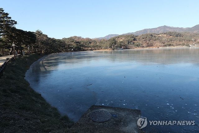 한파에 꽁꽁 언 의림지