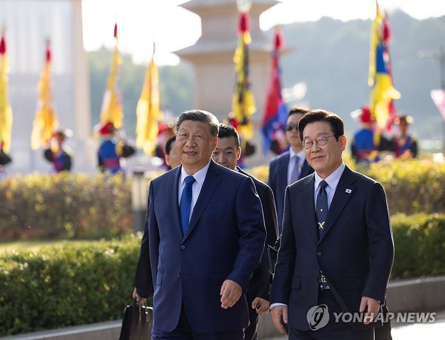 함께 걷는 한중 정상