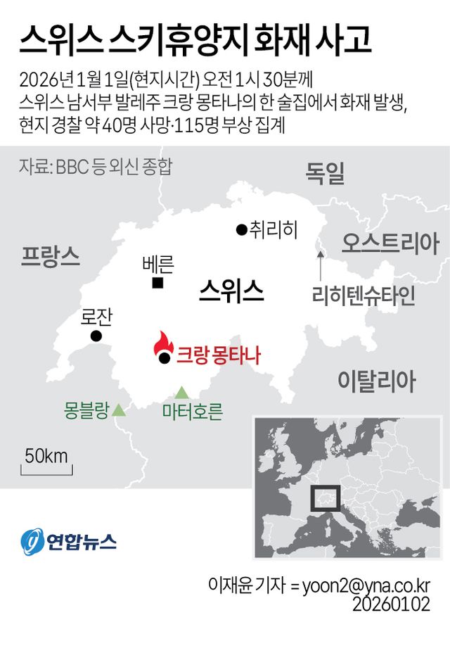 [그래픽] 스위스 스키휴양지 화재 사고