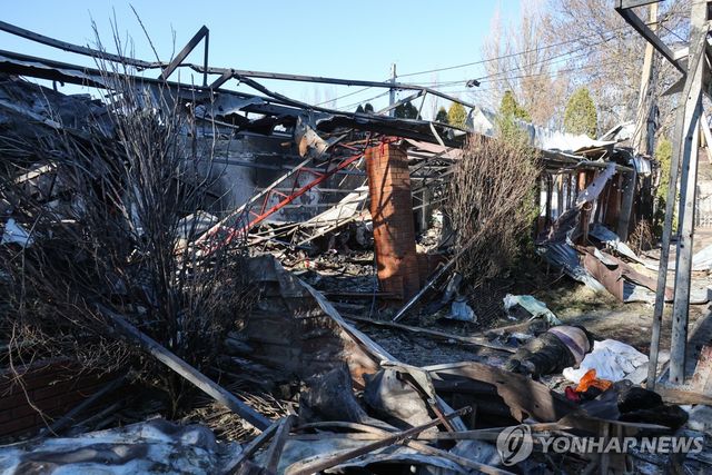 드론 공격 받은 우크라이나 내 러시아 점령지 헤르손 흐롤리 마을