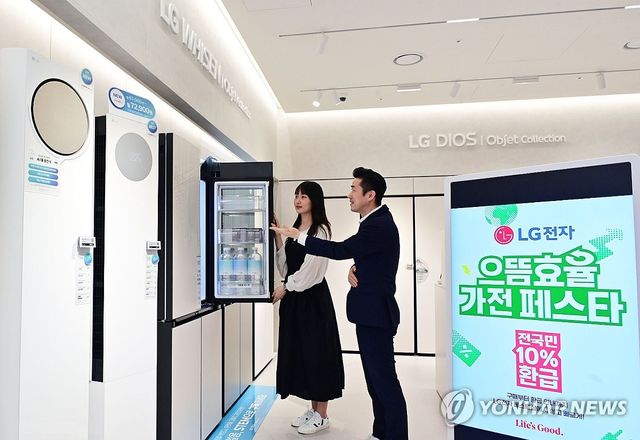 고객이 LG전자 베스트샵에서 고효율 가전제품을 살펴보고 있는 모습. [LG전자 제공. 재판매 및 DB 금지]