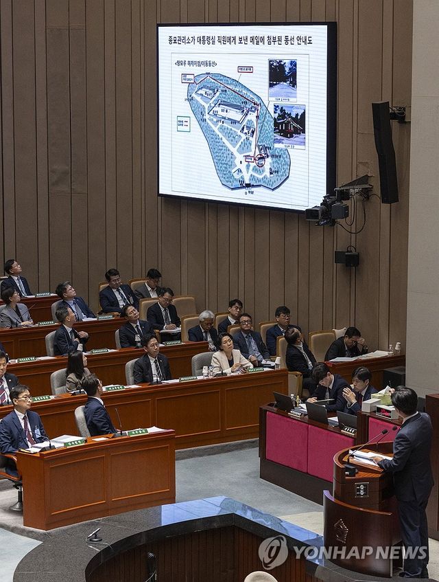 지난해 국회에서 김건희 종묘 사적 사용 관련 질의하는 김성회 의원