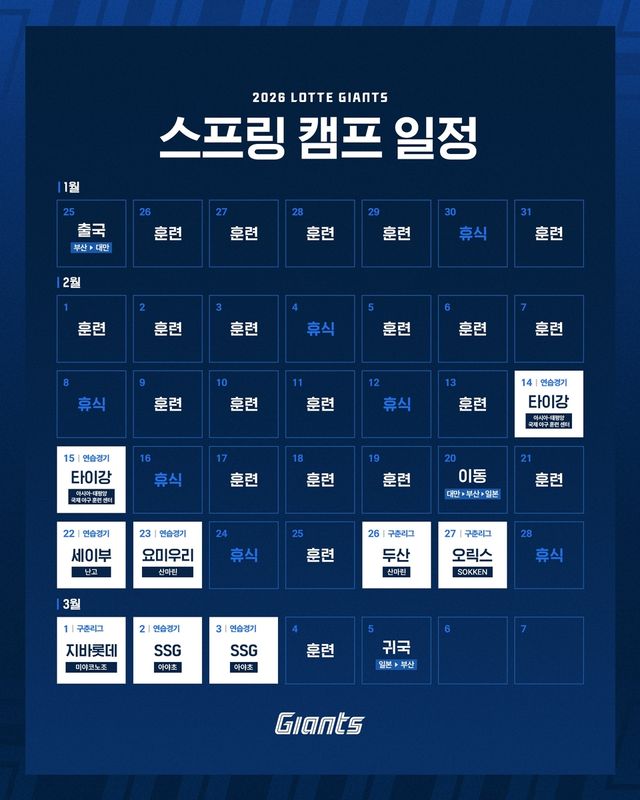 롯데 스프링캠프 일정