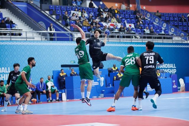 한국과 이라크의 경기 모습. 