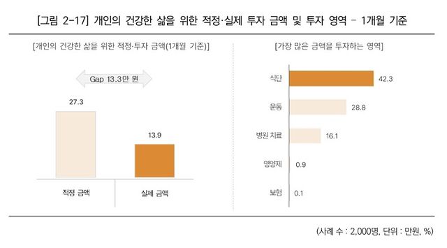개인의 건강한 삶을 위한 적정·실제 투자 금액 및 투자 영역