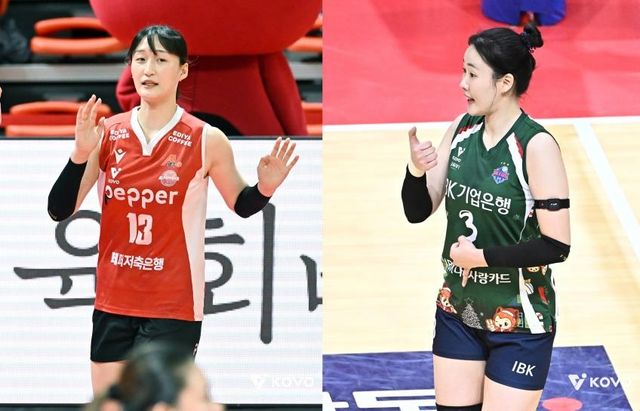 페퍼저축은행의 박은서(왼쪽)와 IBK기업은행의 박은서