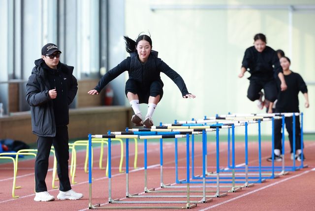 예천서 동계합숙훈련하는 선수단 모습