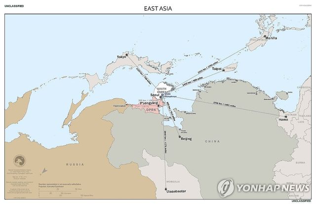 주한미군의 동아시아 지도