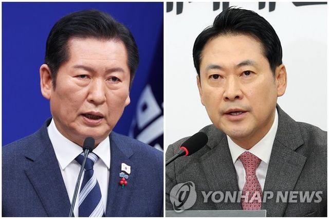 더불어민주당 정청래 대표(왼쪽)와 국민의힘 장동혁 대표