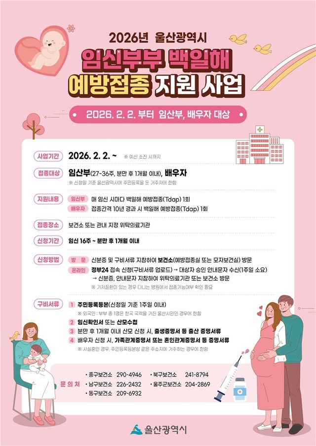 2026 울산시 임신부부 백일해 예방접종 지원 사업
