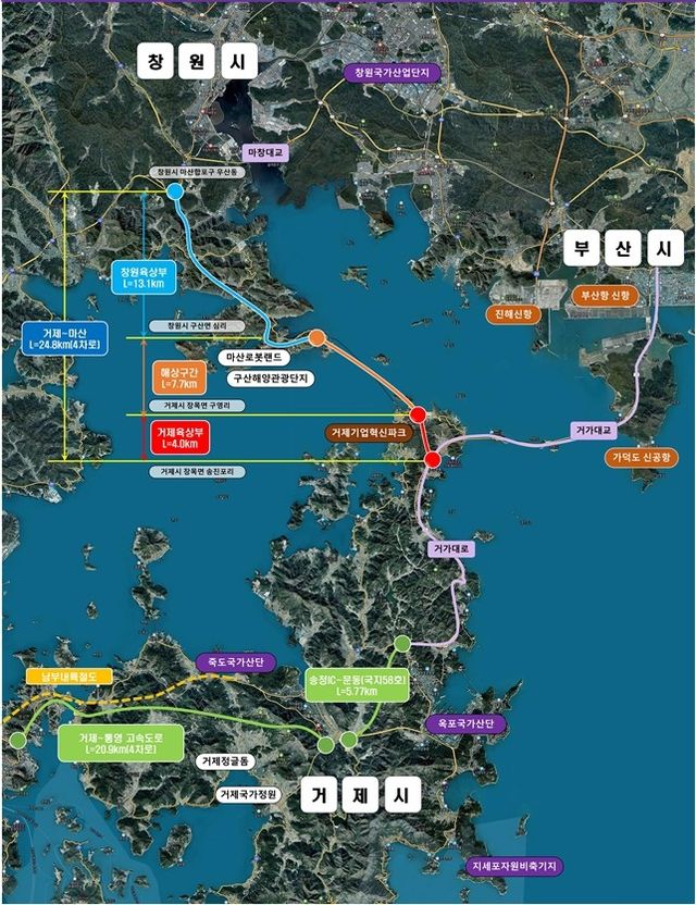 거제∼마산 국도 5호선 노선도