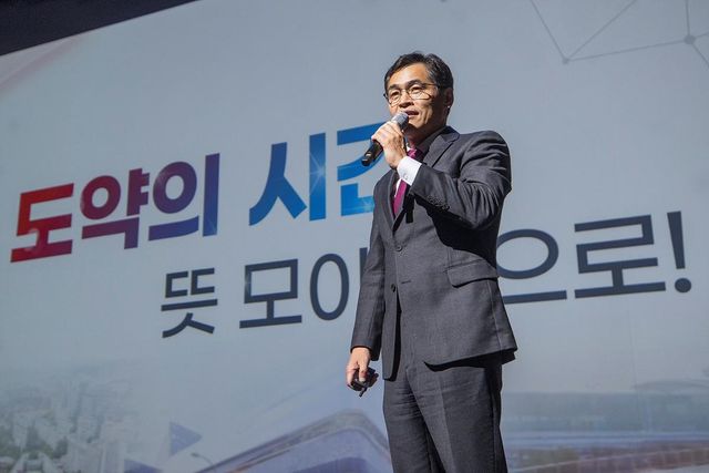 7일 양천구 신년인사회에서 발언하는 이기재 구청장 