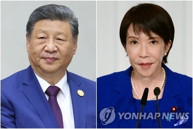 시진핑 중국 국가주석(왼쪽)과 다카이치 사나에 일본 총리