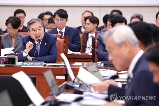 국정감사 질의 답변하는 조현 장관