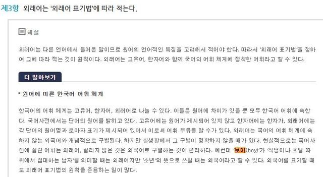 '보이'가 외래어일 때, 외국어일 때