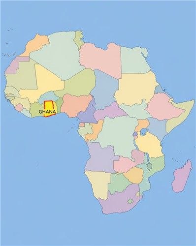 아프리카 지도 속의 가나 [AI 제작]