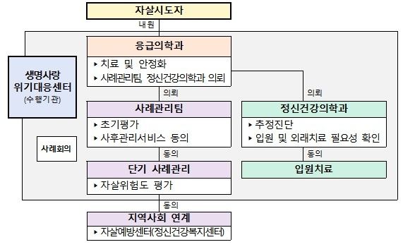 응급실 기반 자살시도자 사후관리 사업 진행체계