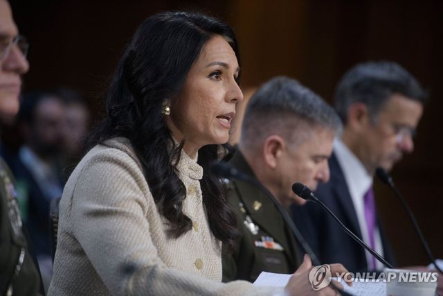 상원 정보위 청문회에서 답변하는 털시 개버드 DNI 국장