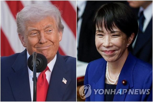 트럼프 미국 대통령(왼쪽)과 다카이치 사나에 일본 총리