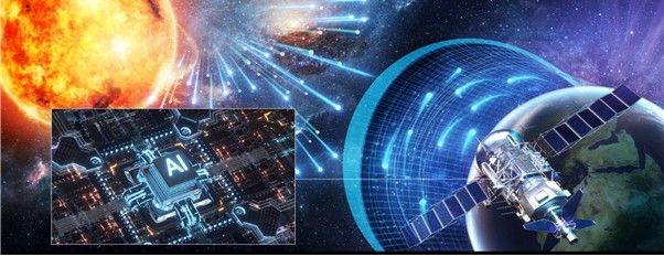 우주항공용 AI 뉴로모픽 반도체의 활용모식도