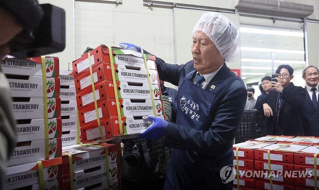 딸기 옮기는 정청래 대표