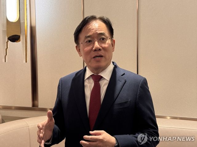 질문에 답하는 정철동 LG디스플레이 대표이사 사장