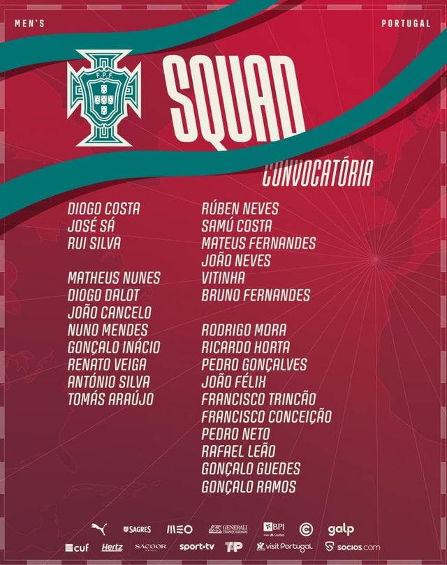 포르투갈 축구대표팀 3월 A매치 출전선수 명단