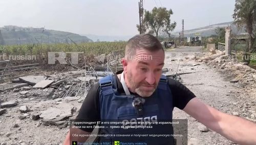 레바논에서 생방송 리포트 도중 이스라엘군 공습 피하려는 러시아 럽틀리 기자