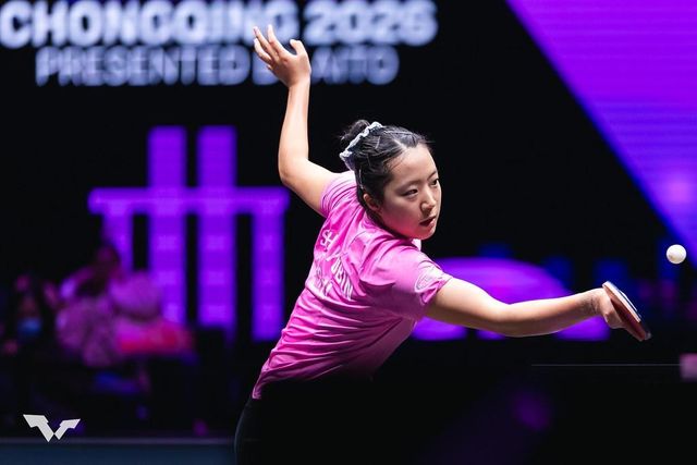 WTT 충칭 챔피언스에 나선 신유빈의 경기 장면