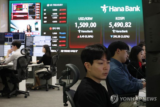 5500선 아래로 떨어진 코스피