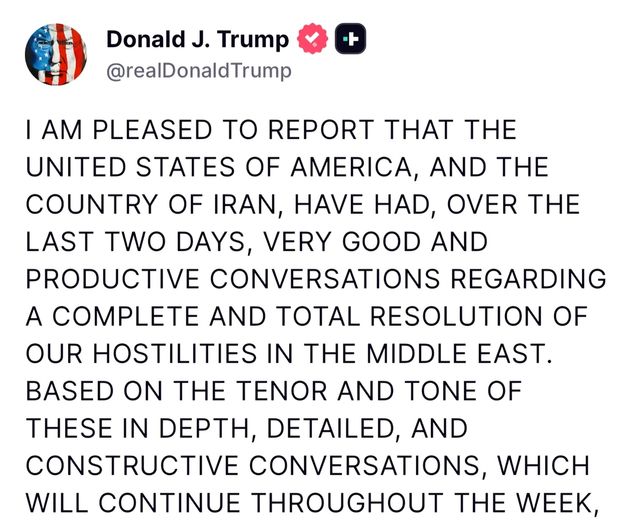 도널드 트럼프 대통령 "이란과 생산적인 대화 나눴다"