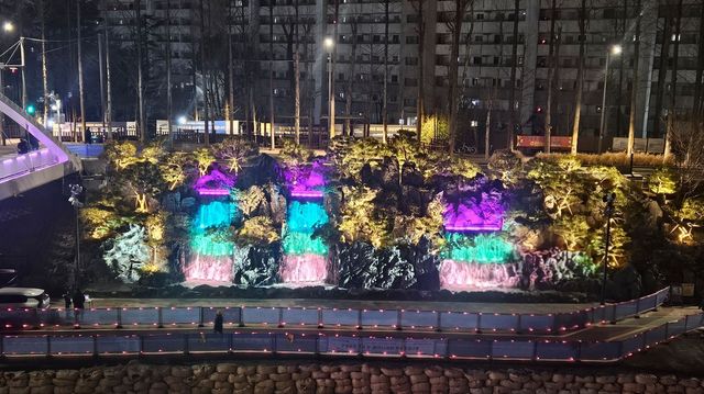 월드컵 경관폭포 야간 모습