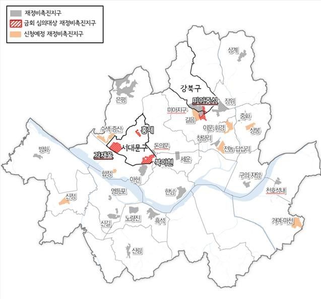 미아사거리역 등 5개 지구단위계획구역(존치관리구역) 위치도