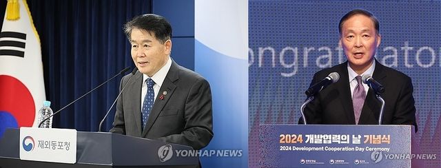 김경협 재외동포청장(왼쪽)과 장원삼 코이카 이사장