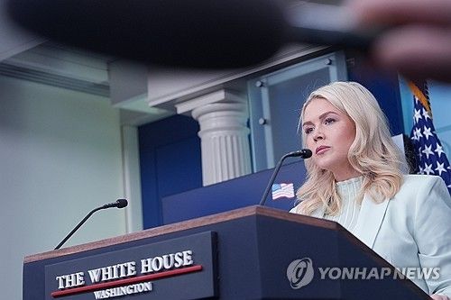 브리핑하는 레빗 대변인