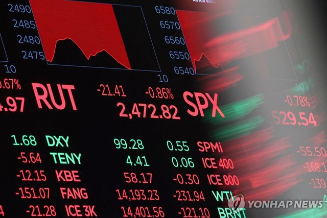 미국의 증시 전광판 