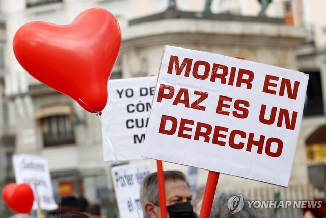 스페인에서 안락사 찬성 시위(기사와 직접적인 연관 없음)