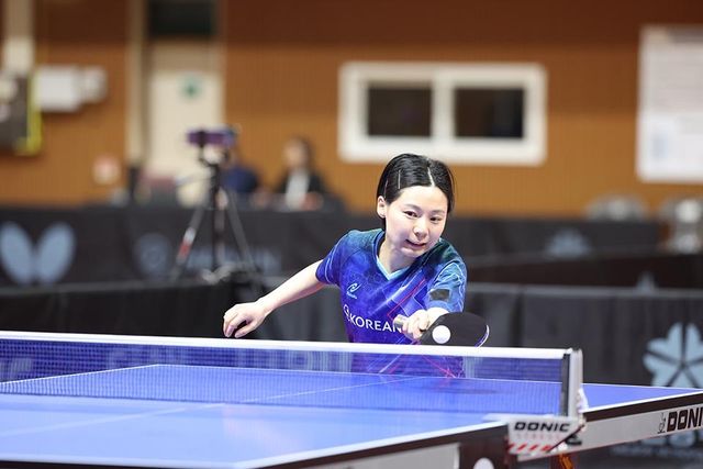 종별탁구선수권 여자 단식 경기에 나선 최효주