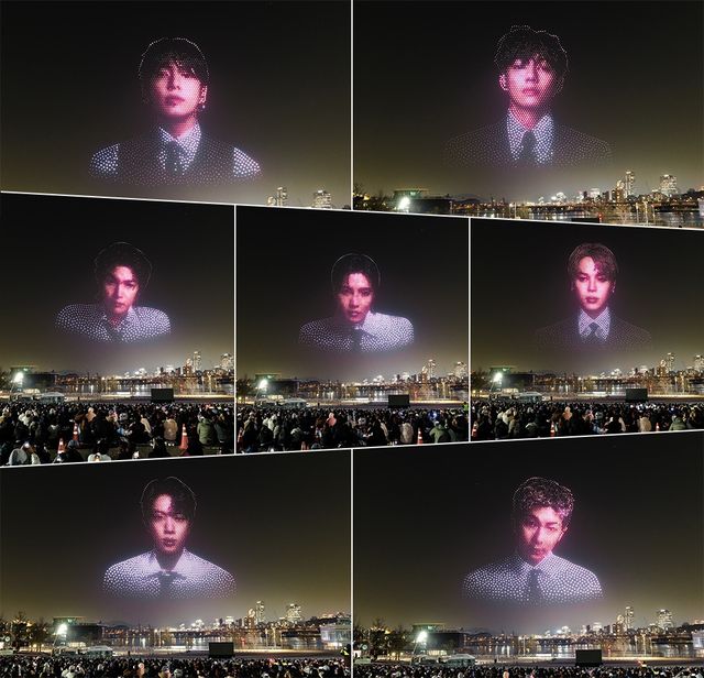 서울 상공에 뜬 BTS 7인 멤버