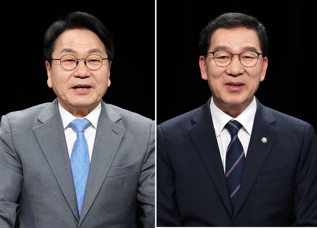 전남광주특별시장 민주당 경선 후보 강기정(왼쪽)·신정훈