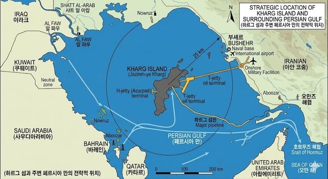 하르그섬과 주변 지도