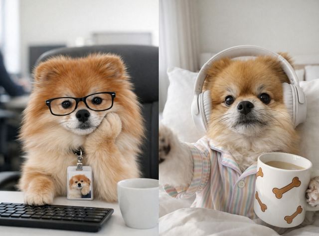 반려견 구찌의 사진으로 제작한 AI 생성 이미지