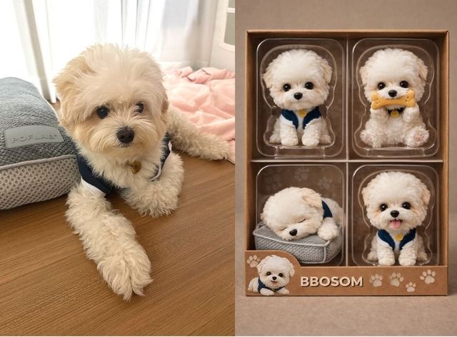 반려견 뽀솜이의 사진으로 챗GPT 생성 이미지를 만든 모습