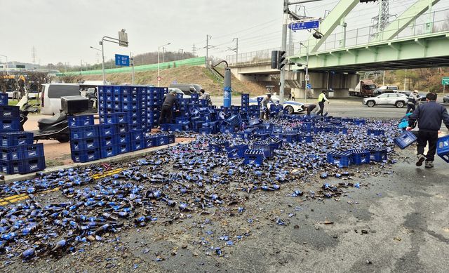 쏟아진 맥주병