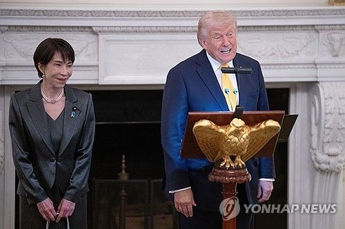 지난 19일 열린 미일정상회담 만찬에서 다카이치 총리와 트럼프 대통령